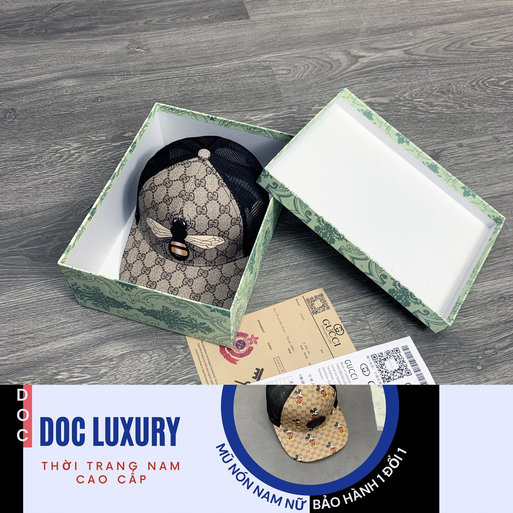 Mũ gucci nam, nón lưỡi trai hình con ong vàng chất liệu da cao cấp kiểu dáng phong cách GC-ONG