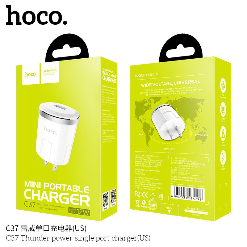 [Giá Sỉ] Bộ Củ Sạc Nhanh Hoco C37 2.4A - Chính Hãng