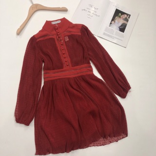 Váy dạ đỏ tweed