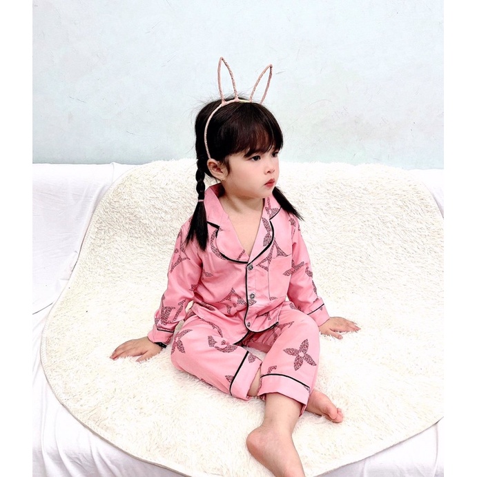Bộ pijama L V lụa đũi xịn xò cho bé trai bé gái - BPLV