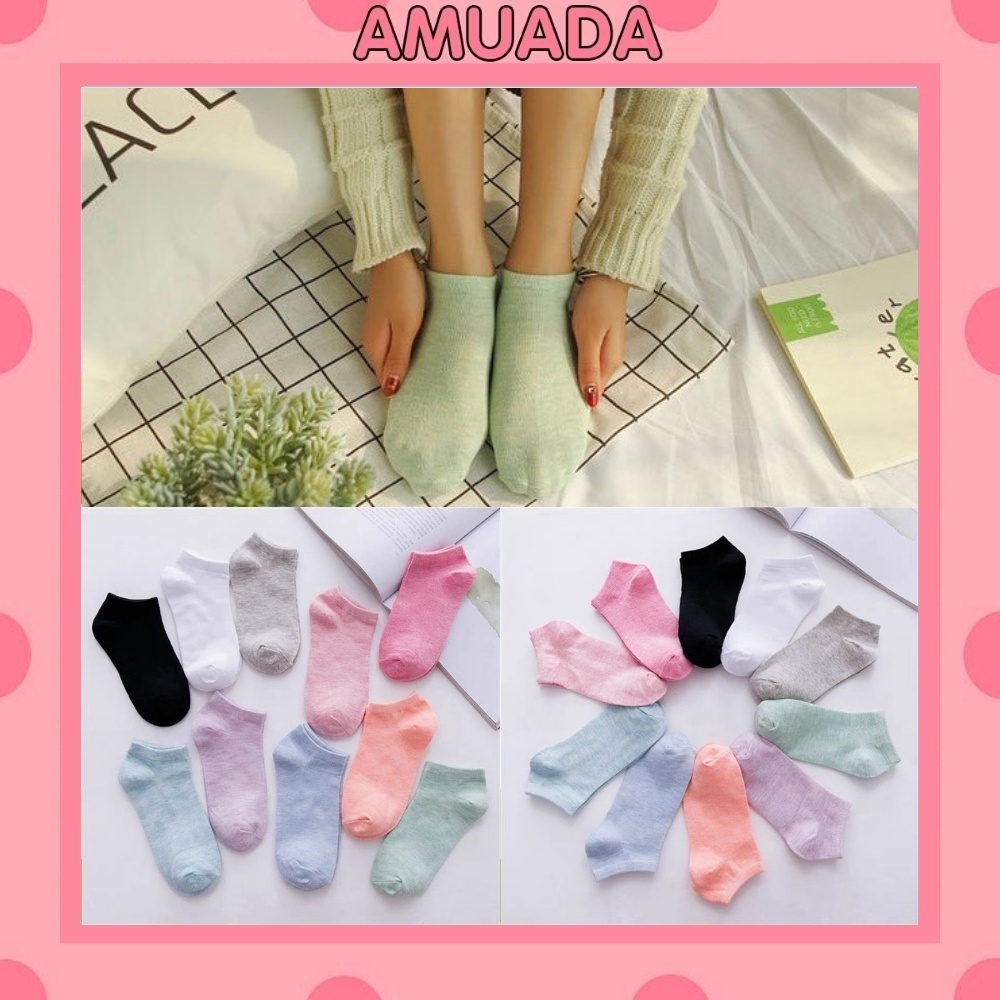 Tất nữ cổ thấp Amuada vớ nữ trơn chất cotton nhiều màu cực xinh CT5