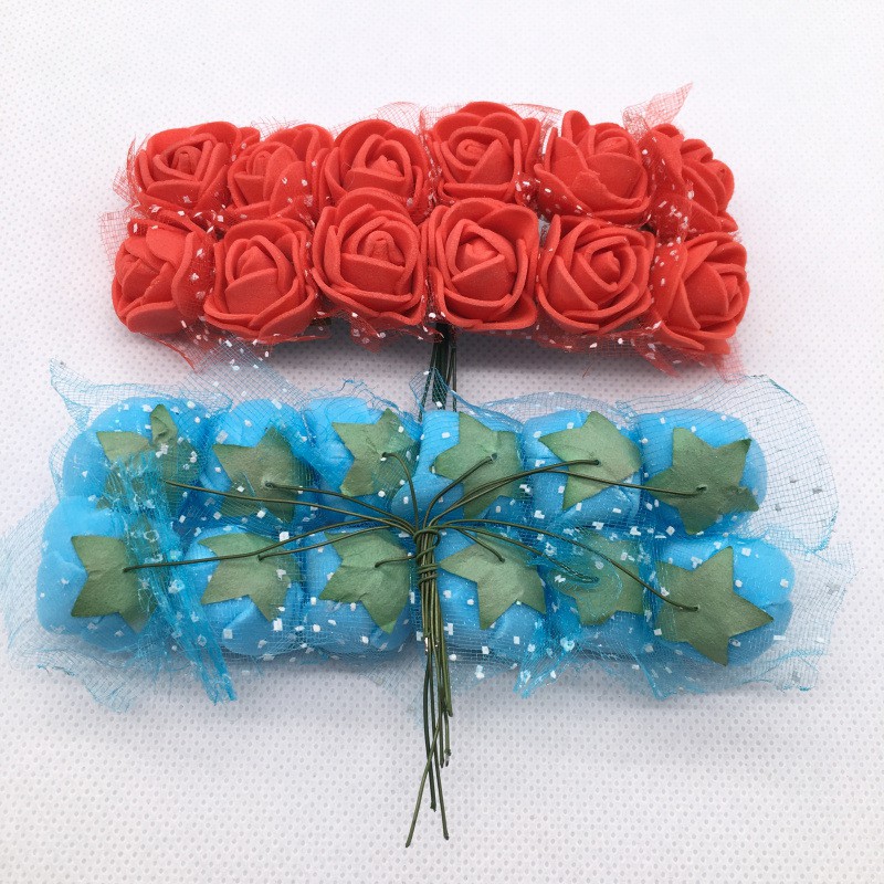 Set 12 hoa hồng mút xốp, hoa giấy làm vòng hoa, trang trí handmade