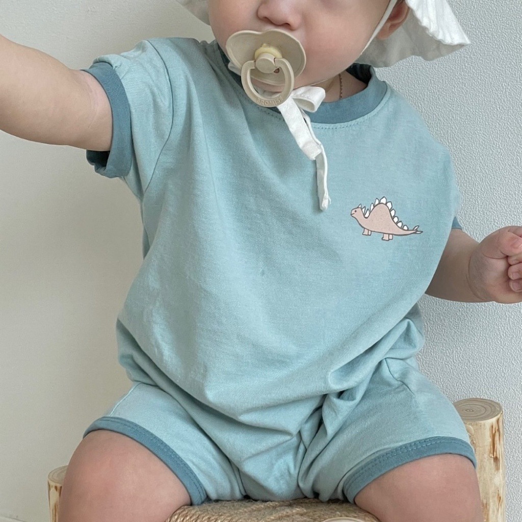 Bộ Áo Liền Quần Tay Ngắn In Hình Động Vật Thời Trang Mùa Hè Cho Bé