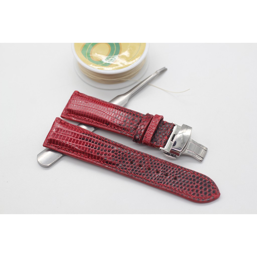[CAO CAP]Dây Da Kỳ Đà,Dây Da Đồng  Hồ May Tay Handmade Kèm Khóa Bướm Gập.BH 6 Tháng,(Sản Phẩm Gồm Tool Tháo, Chôt, Khóa)