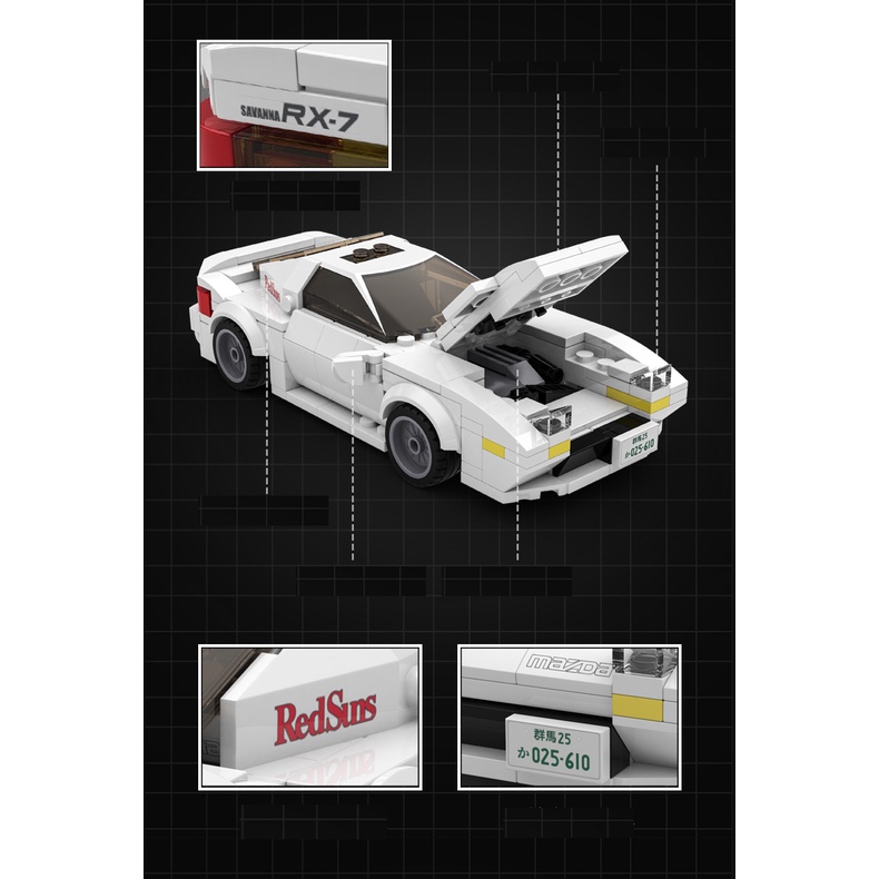 Bộ 282 Khối Lắp Ráp Mô Hình Xe Đua Thể Thao D JDM RX7 FC 3S
