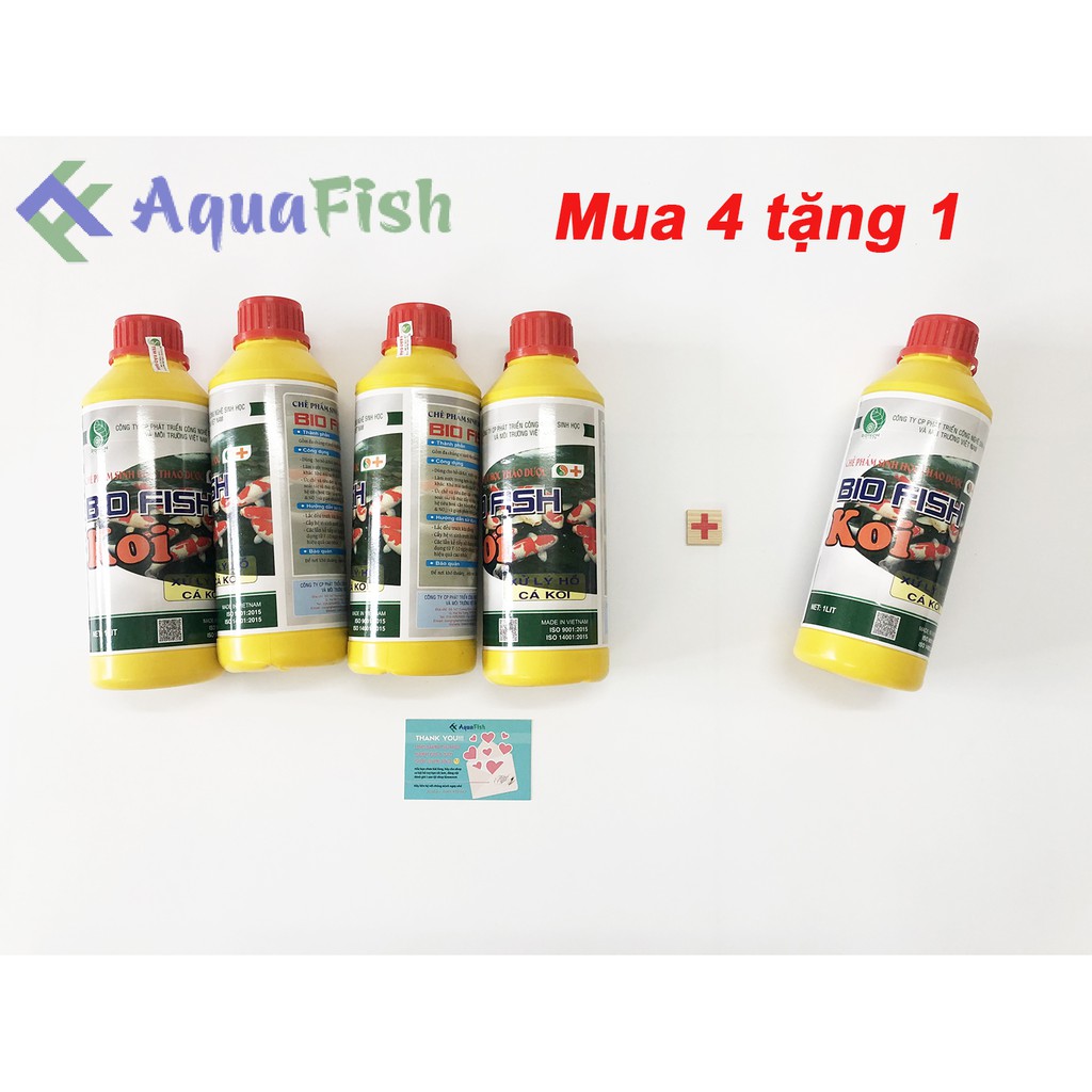 Combo 4 Tặng 1 Men Vi Sinh Cho Hồ Cá Koi Bio Fish Koi 1 lít (men vi sinh giúp làm trong nước, cân bằng PH cho hồ Koi)