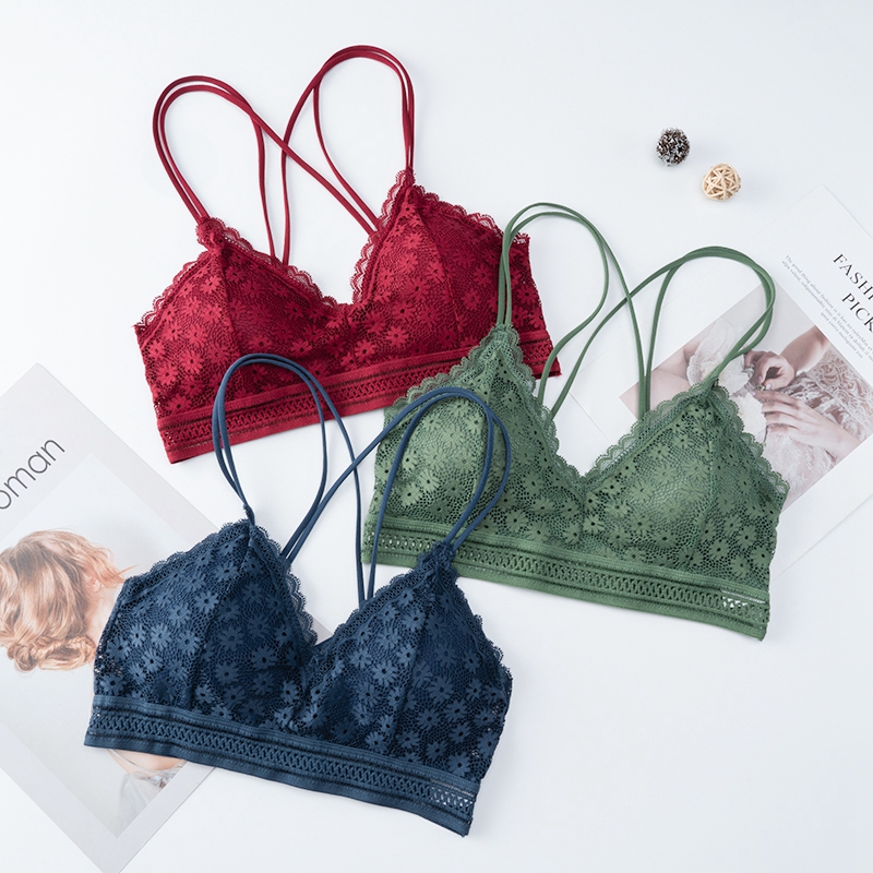 Áo lót dây ecmln họa tiết hoa cúc xinh xắn thời trang cho nữ