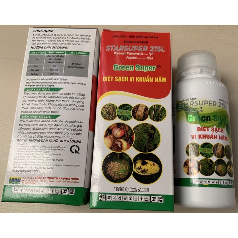 Diệt sạch vi khuẩn nấm Green Super chai 240ml của An Phát Nông