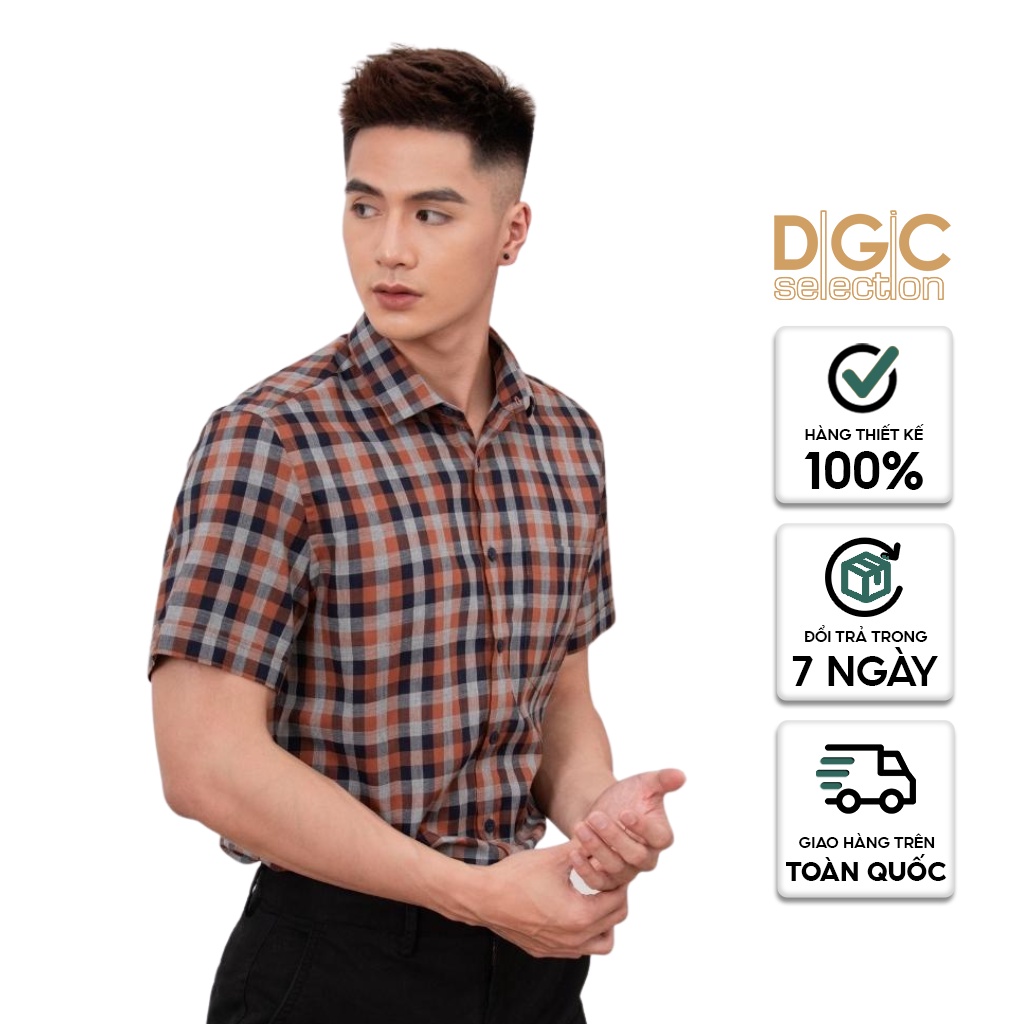 Áo sơ mi nam ngắn tay hoạ tiết kẻ caro DGCs - SASNBB06M