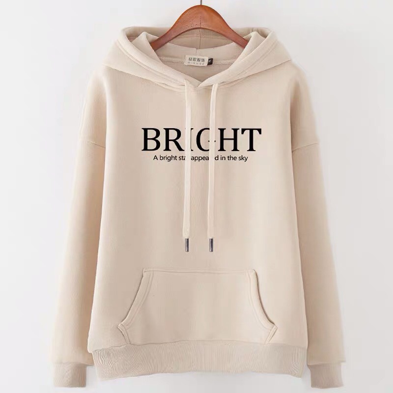 [ KHOÁC HÈ ] ÁO HOODIE NỈ UNISEX PHOM NAM NỮ MÀU KEM IN KÝ TỰ NHIỀU MẪU