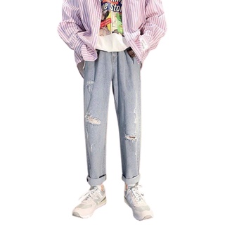 Quần jean baggy nam VN CLO wash rách màu xanh bạc - QJ064