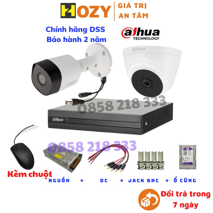 Bộ 2 camera đầu thu Dahua 2.0mpx FullHD 1080p tặng kèm 30m dây , cắm điện là dùng BH24 tháng