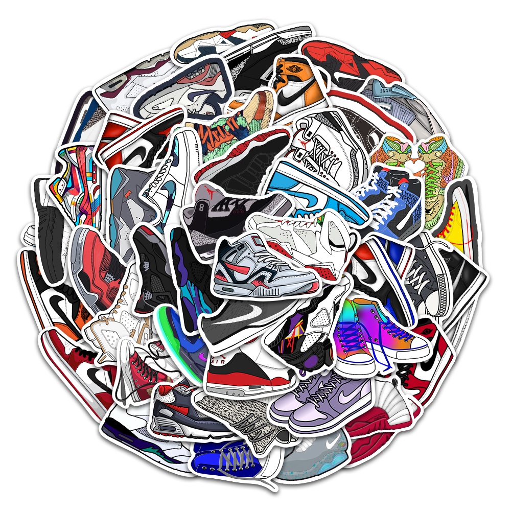 Set 50 Sticker Hình Giày Thể Thao Dễ Thương Trang Trí Đa Năng