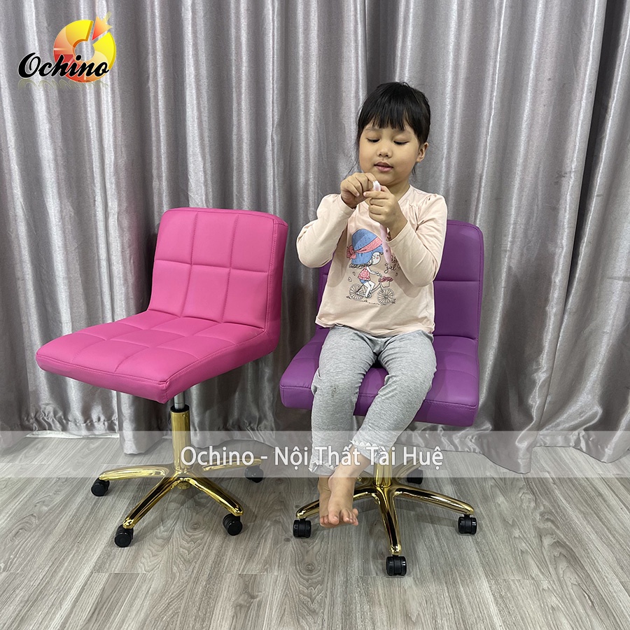 Ghế Trang Điểm Xoay Bánh Xe, Ghế Xoay Spa Chân Vàng Sao Cao Cấp Mẫu Tựa vịn tay inox Hiện Đại ( Hình Thật Shop Chụp)