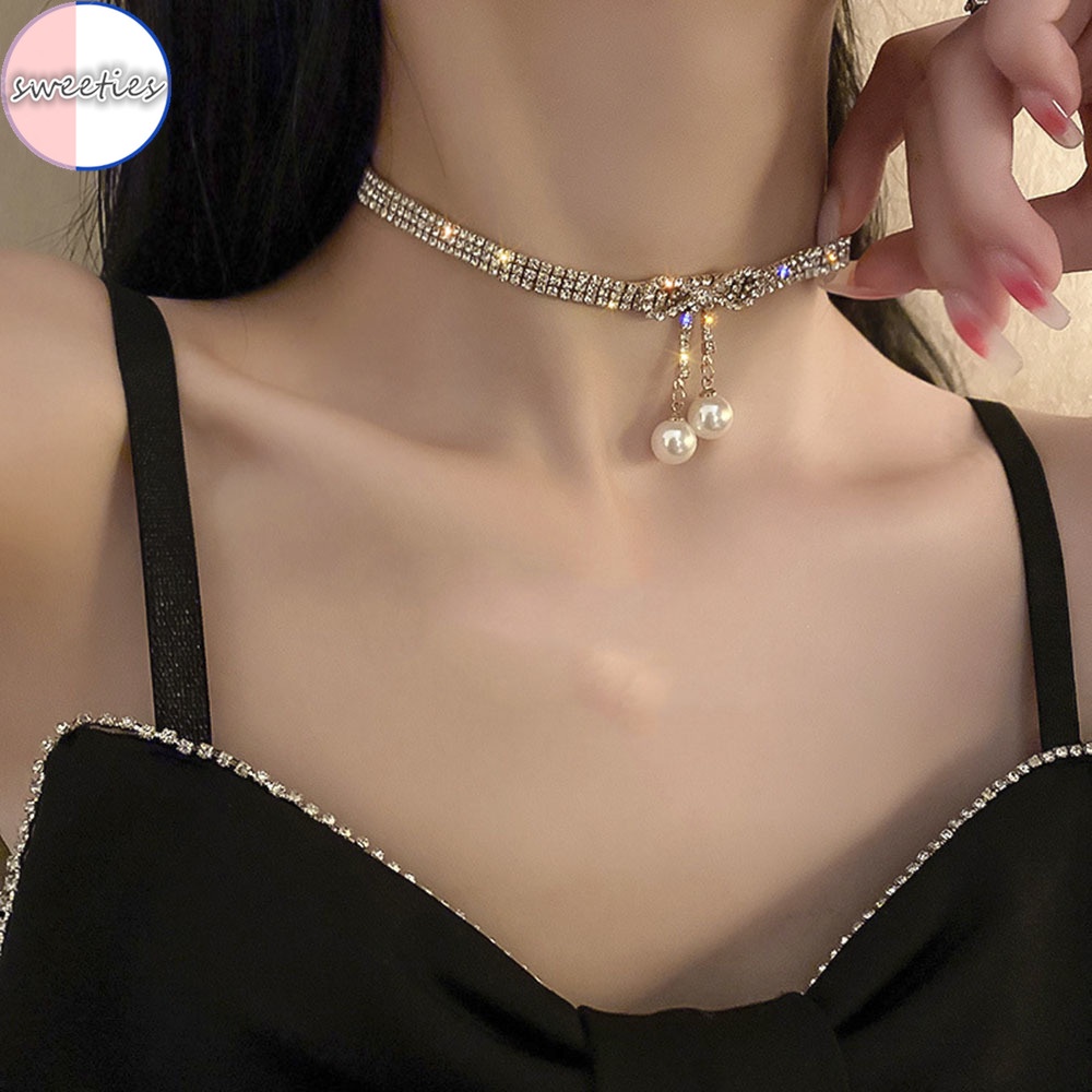 Dây Chuyền Mặt Nơ Đính Ngọc Trai Sang Trọng Cho Nữ