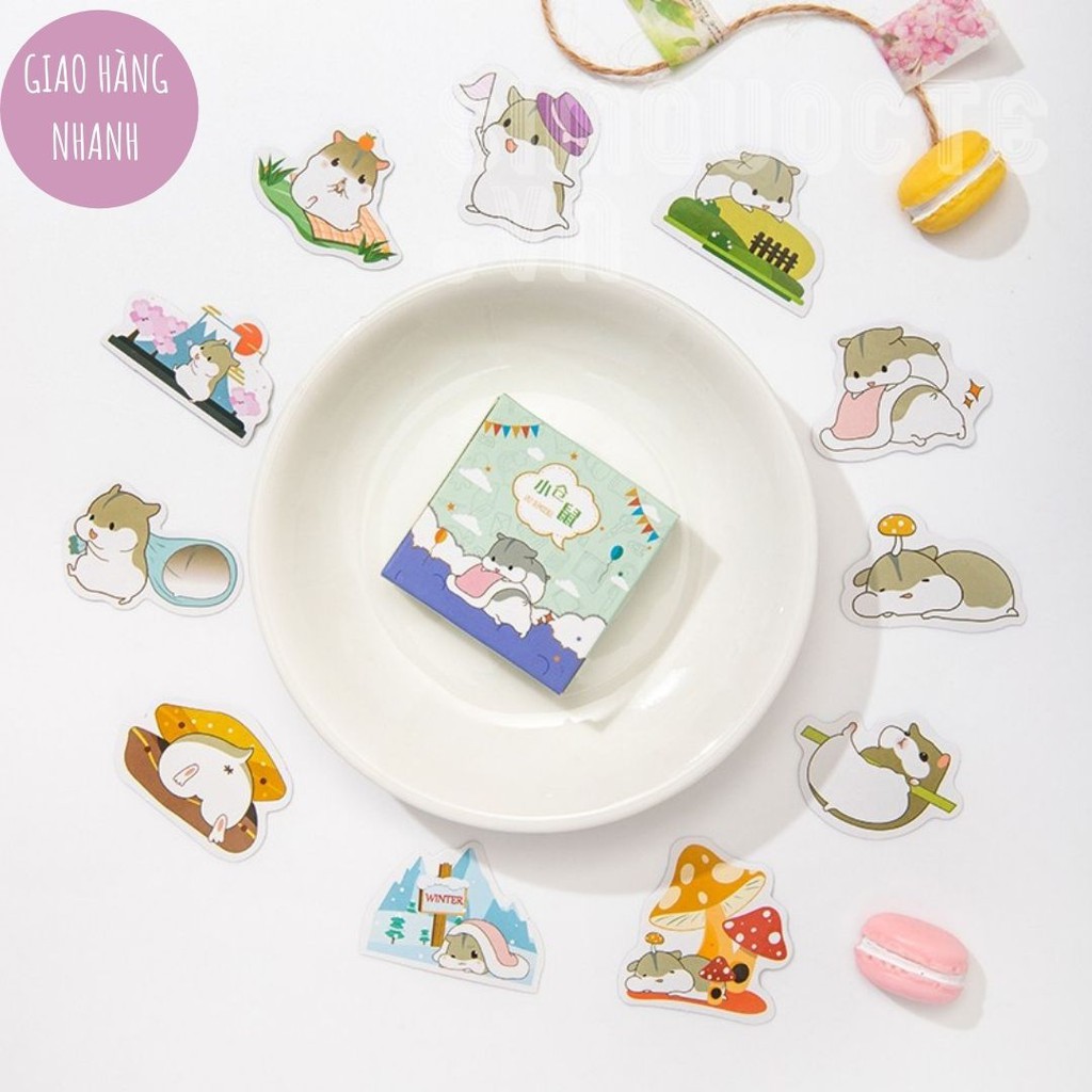 Hộp 45 nhãn dán hoạt hình đáng yêu dùng trang trí sổ tay DIY Box Sticker ST96
