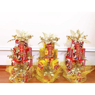 sét trang trí cháp bánh kẹo nước giỏ hoa   quả tết