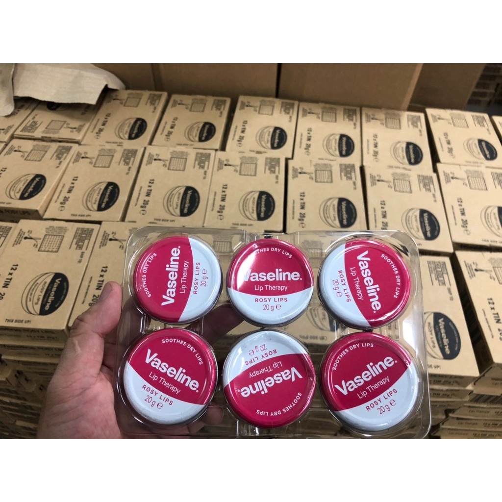 TẶNG CỌ SON Son dưỡng môi Vaseline Hộp thiếc 20g bản Anh Vaseline Lip Therapy Bill Anh