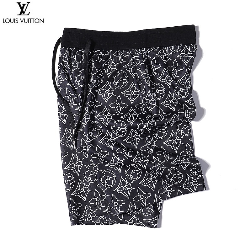 Lv Quần Short Màu Đen In Họa Tiết Cổ Điển Phong Cách Thời Trang Unisex