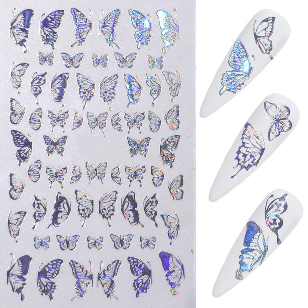 [Hàng mới về] Bộ 3 Tờ Miếng Dán Trang Trí Móng Tay Hình Bướm Xinh Xắn