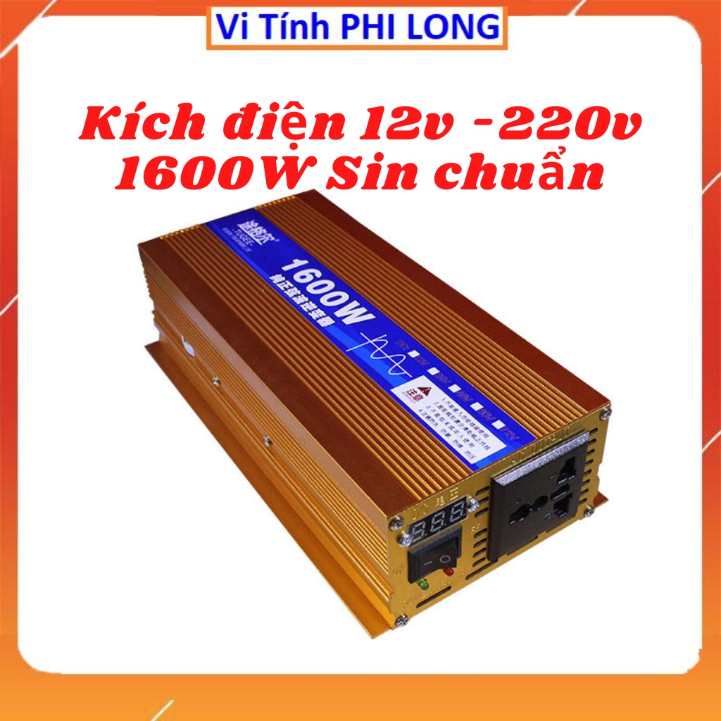 Inverter sin chuẩn 12v - 220v 1600w, đổi điện 12v DC lên 220V AC sin chuẩn công suất 1600w