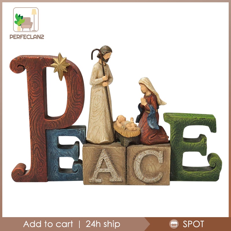 ✨Hàng sẵn sàng✨Christmas Nativity Scene Figures Resin Crafts Ornaments 24.5x16x5.2CM