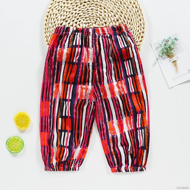 Dudubaba Quần mỏng chống muỗi cho bé mặc vào mùa hè Floral Printed Long Pants For Kids Boys And Girls Mosquito Pants 1-8 Years