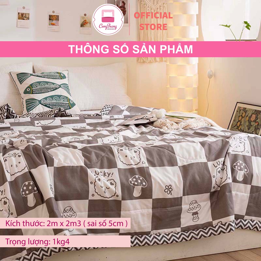Chăn cotton đũi hàn quốc kích thước 2mx2m3 nhập khẩu, Mền hè chất liệu vải đũi mềm mại thoáng mát mẫu mới 2023