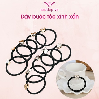 Dây buộc tóc nữ gắn hình đơn giản dây cột tóc co giãn đàn hồi tốt dễ sử dụng