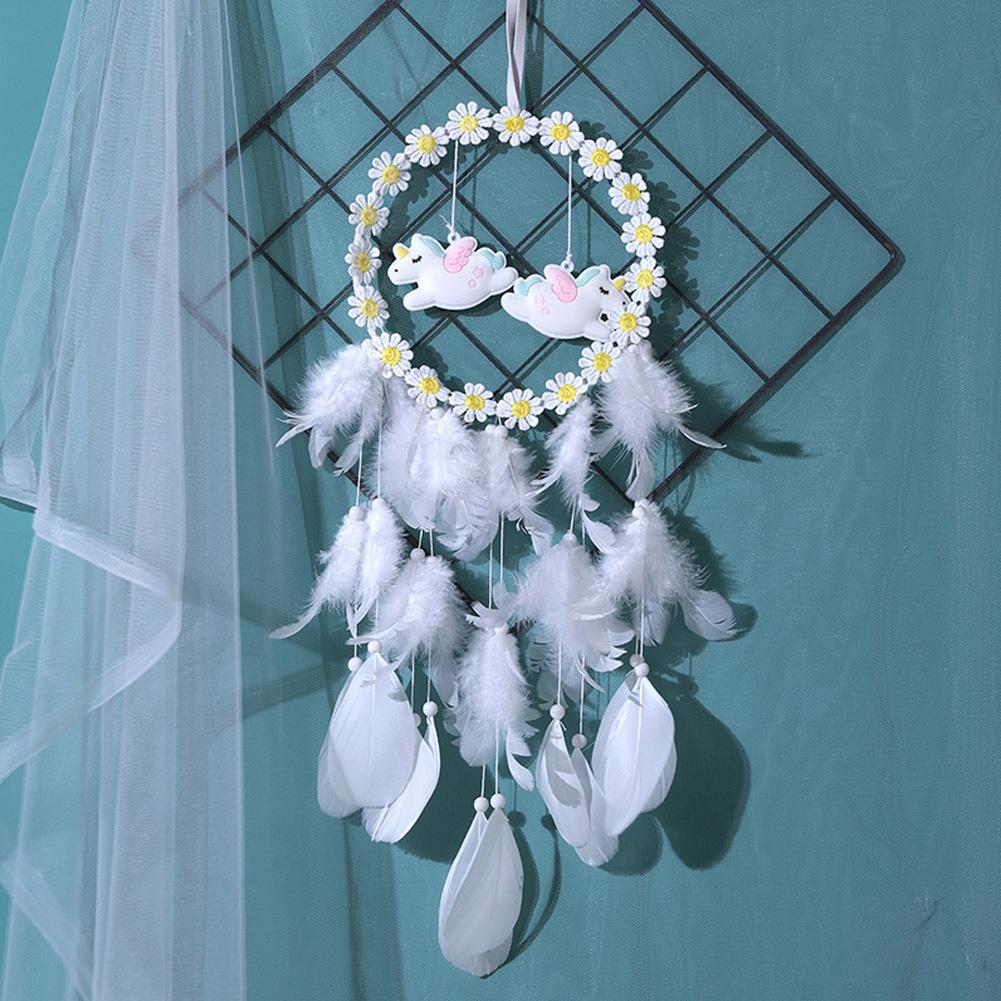 Daisy Unicorn Handmade Dream Catcher Quà tặng với đèn LED Dreamcatcher Mặt dây chuyền Sáng tạo Chuông gió rỗng