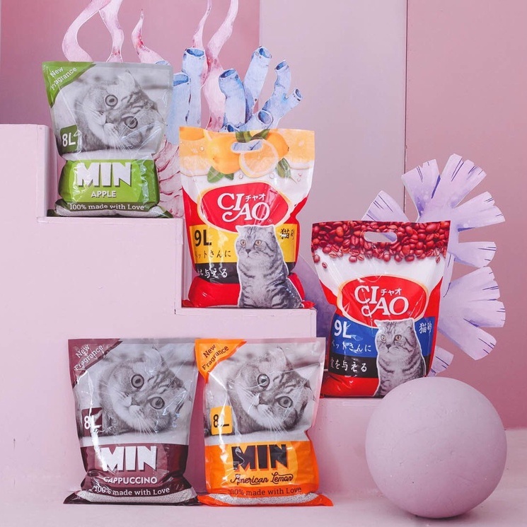 Cát vệ sinh cho mèo CIAO 💕 FREESHIP💕 siêu khử mùi, ít bụi vón cục tốt - túi 9L xuất xứ Nhật bản