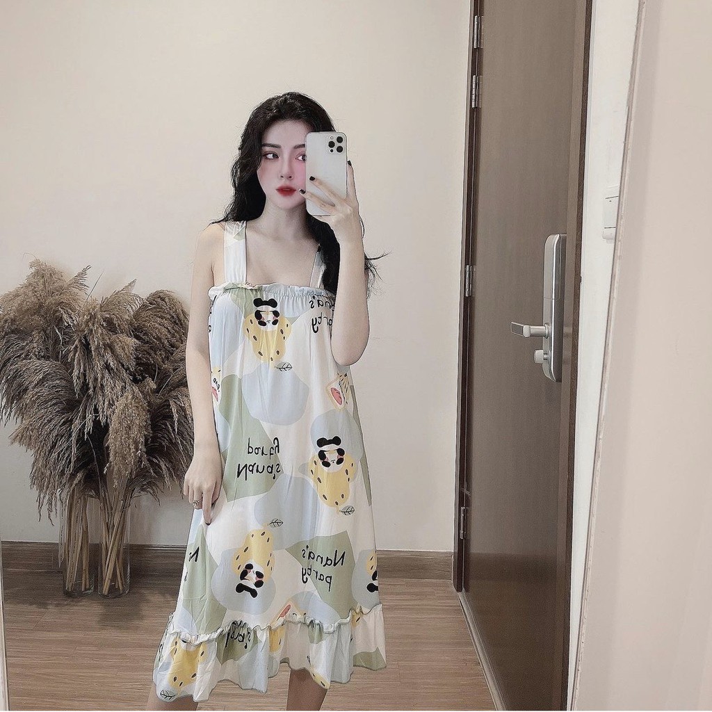 Váy Ngủ 2 Dây Họa Tiết Xinh Xắn Chất Mát Siêu Hót _ Váy Ngủ Đẹp hot tren 2021 | BigBuy360 - bigbuy360.vn