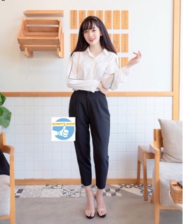Quần baggy tây hai nút.