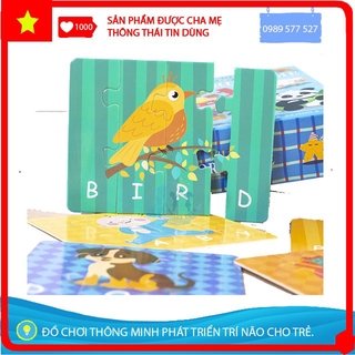 [Tư Duy] Thẻ Flash Card Kèm Ghép Hình Động Vật -  Giúp Bé Học Tiếng Anh