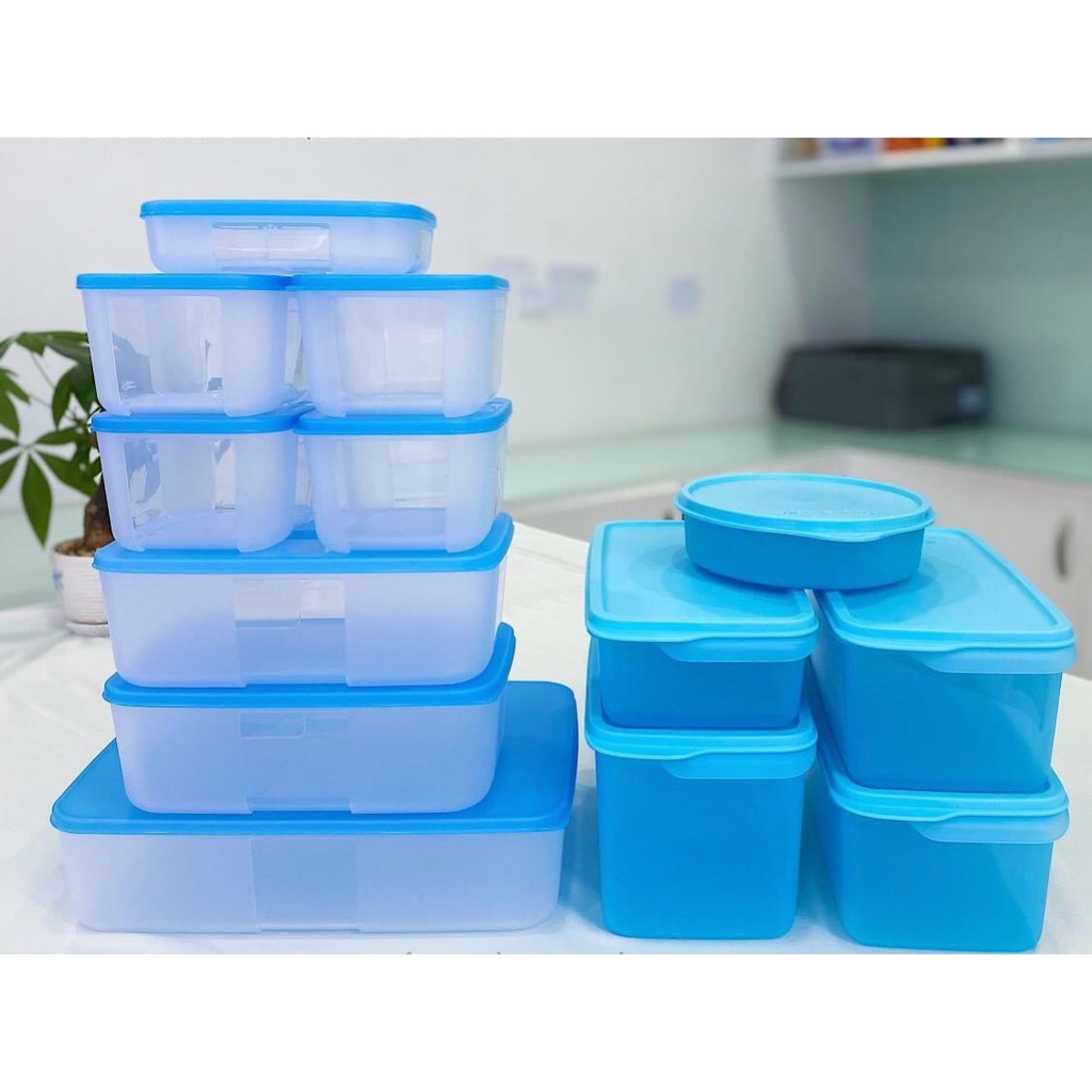 Tupperware &lt;3 BỘ HỘP TRỮ MÁT FRESHIA (5 hộp) &amp; TRỮ ĐÔNG JUMBO SET (8 hộp)