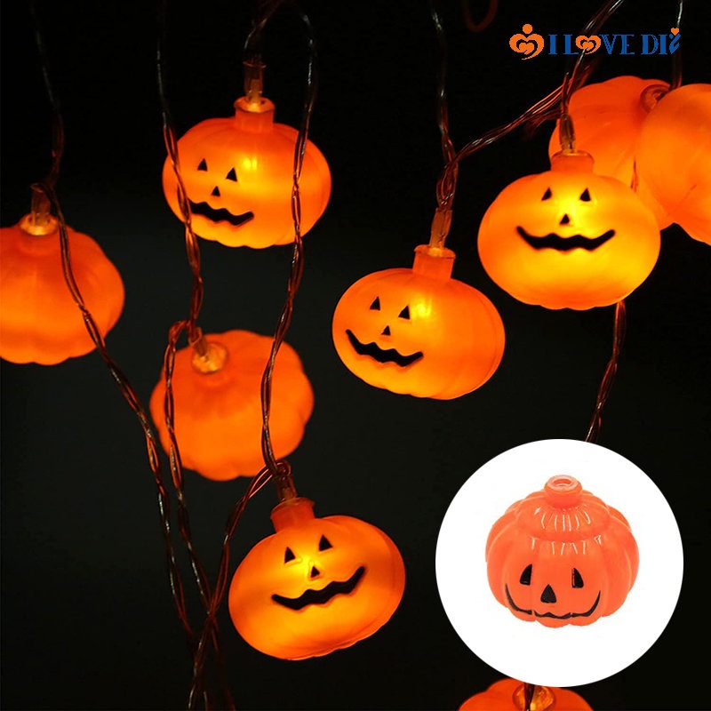 Dây Đèn Led 1M Hình Bí Ngô Ánh Sáng Trắng Ấm Trang Trí Halloween