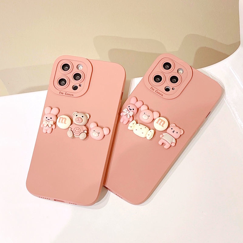 Ốp lưng iphone cạnh vuông bảo vệ camera gắn thỏ 7plus x xsmax 11 11promax 12 12pro 12promax 13 13pro 13promax DT13