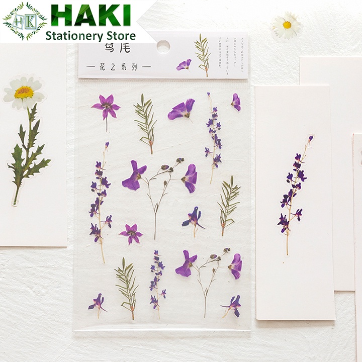Sticker cute hoa lá dễ thương HAKI, hình dán sticker cute trang trí sổ đáng yêu giá rẻ ST32