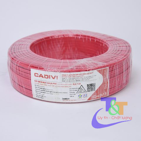 Đây điện đôi 2x0.5mm, 2x0.75mm, 2x1mm, 2x1.5mm, 2x2.5mm Cuộn 100m Cadivi
