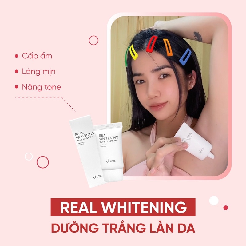 Combo phấn nách đào kiềm mồ hôi giảm hôi nách + kem Real Whitening Tone Up Of Me giảm thâm sạm