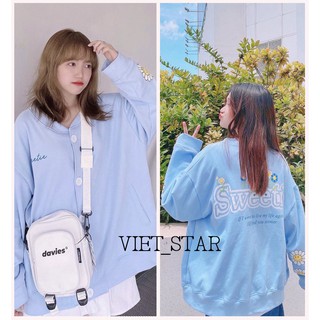Áo cardigan sweetie hoa cúc unisex - viet_star