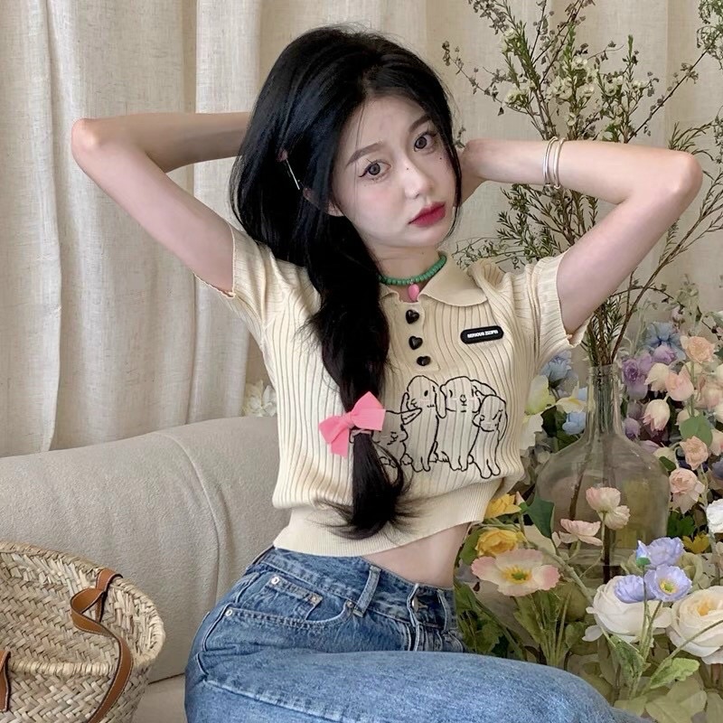 Áo croptop gài nút siêu cưng GB alohashop91