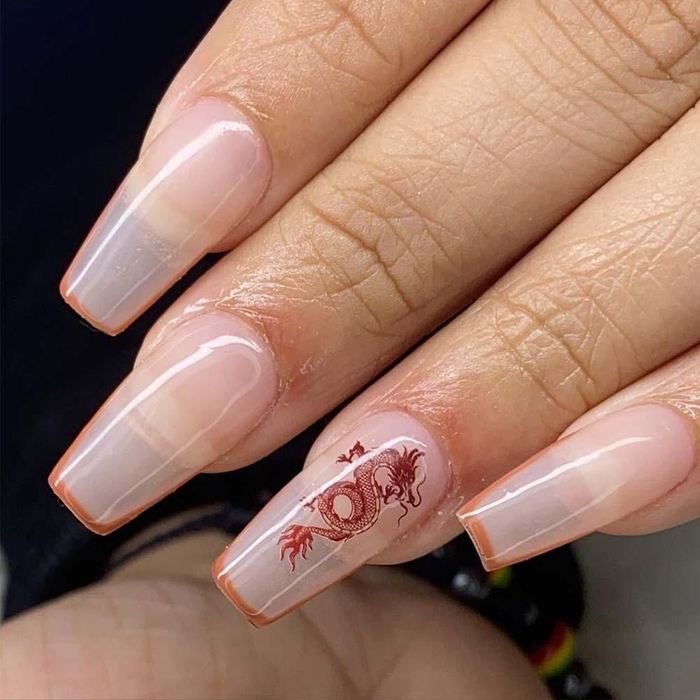 Miếng Dán Trang Trí Móng Tay 3D Hình Rồng Rắn Phong Cách Phương Tây