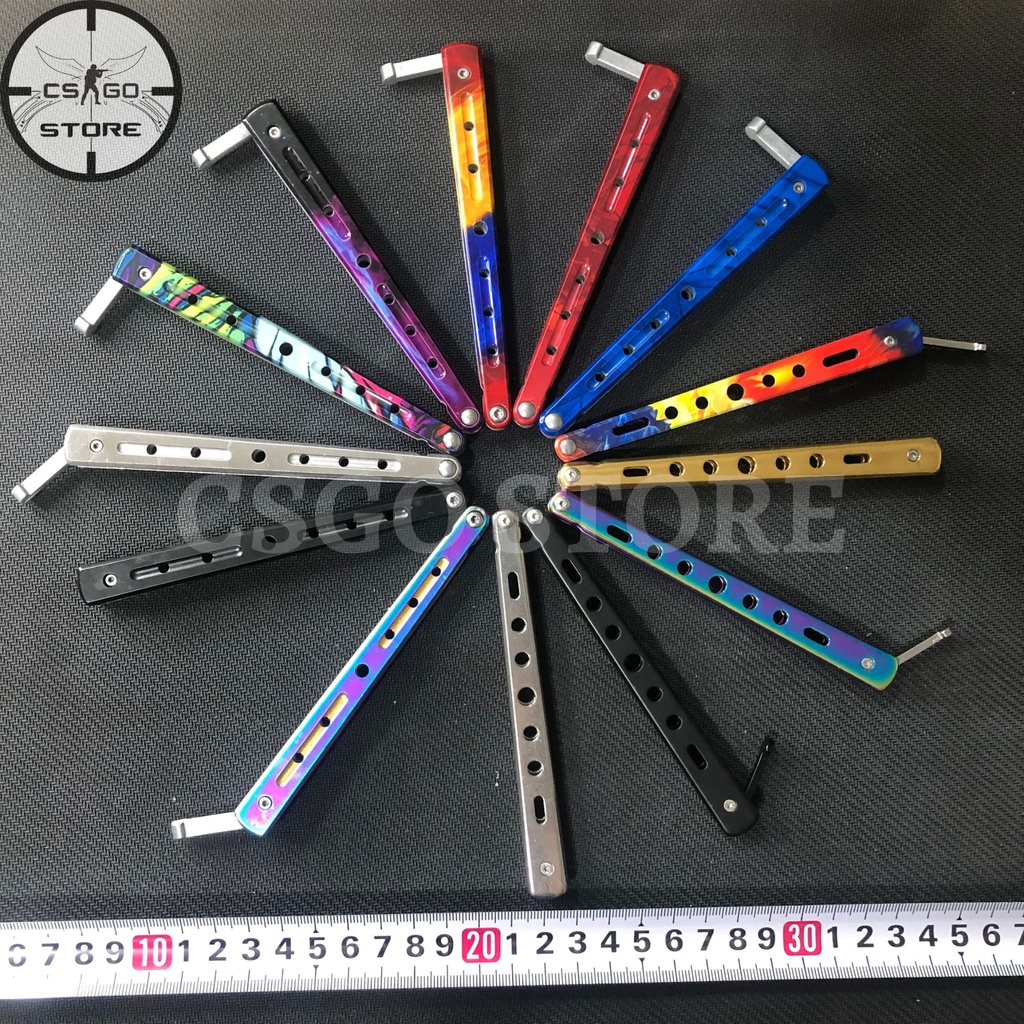 Đồ chơi CSGO balisong Cán Ghép luyện tập đa dạng màu sắc, tặng kèm phụ kiện