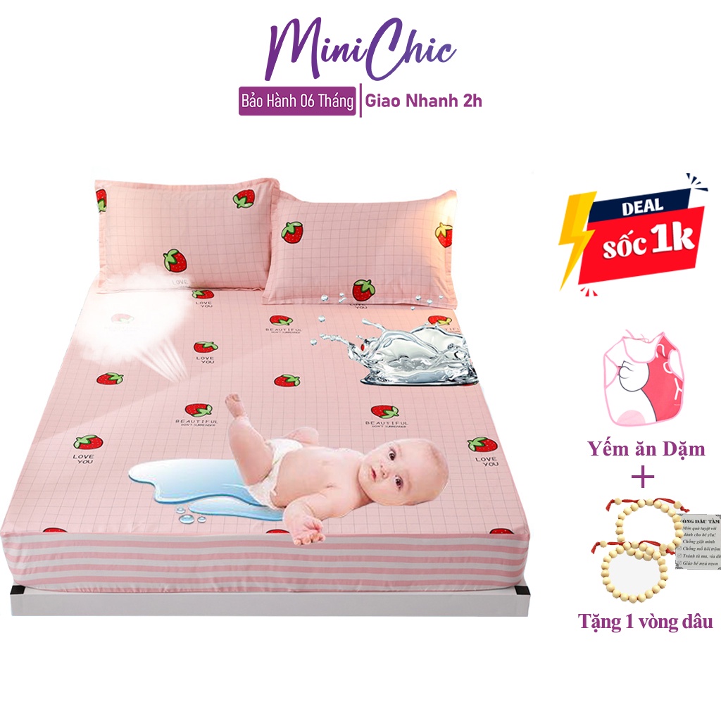 Ga chống thấm cotton MiniChic, ga chống thấm cao cấp cho bé, không sột soạt, thấm mồ hôi ( chat để xem thêm mẫu )