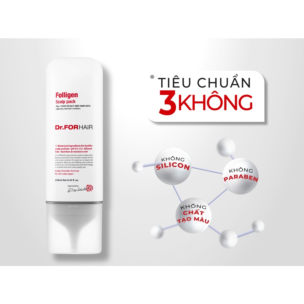 Dầu xả kem xả chăm sóc nuôi dưỡng tóc, chăm sóc da đầu, giảm rụng tóc Dr.FORHAIR Folligen Scalp Pack 250ml