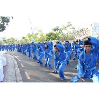 Võ phục quần áo Vovinam vải KAKI DÀY đủ size từ 80cm đến 1m85 tặng logo vovinam