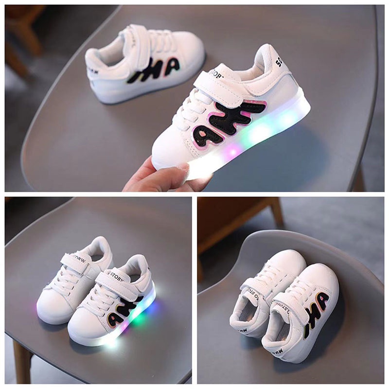 SUGE Giày Thể Thao Đế Mềm Chống Trượt Thoáng Khí Có Đèn LED Phát Sáng Dành Cho Trẻ Em
