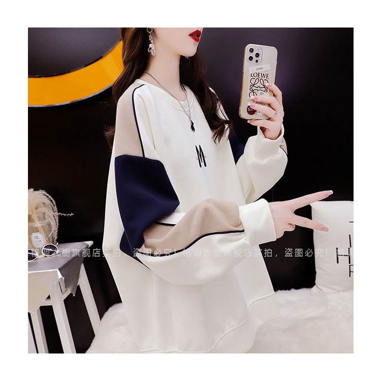 Áo Nỉ Cổ Tròn Dáng Rộng Thiết Kế Mới Thời Trang Theo Phong Cách Hàn Quốc Dành Cho Nữ