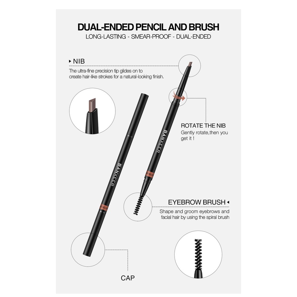 Bút Chì Kẻ Lông Mày BANXEER Đầu Mịn Có Cọ Chải 6 Màu Khác Nhau 14g | BigBuy360 - bigbuy360.vn